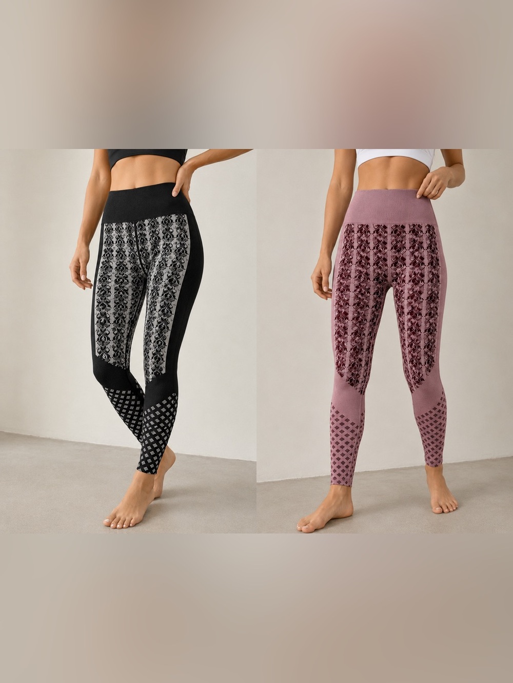 All In Motion Seamless High Rise 7/8 Leggings Bundle M NWT Jacquard Pattern
